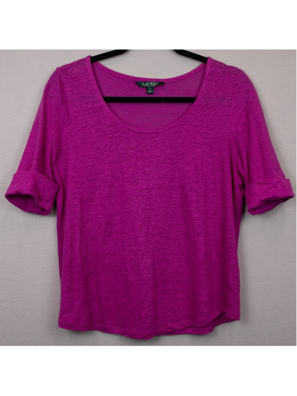 Lauren Ralph Lauren fuchsia linen scoop neck top-PL